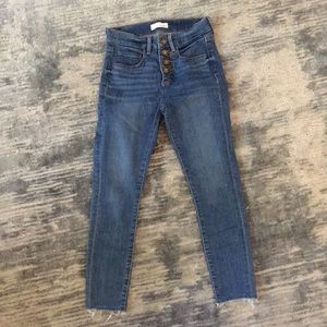 LOFT Button Front High-Waist Skinny Jeans